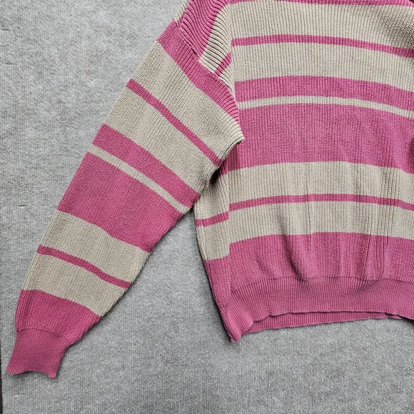Vintage Lord Jeff Whaler Striped Sweater XL Cotton Pink Tan Boxy USA Classic - Picture 9 of 12